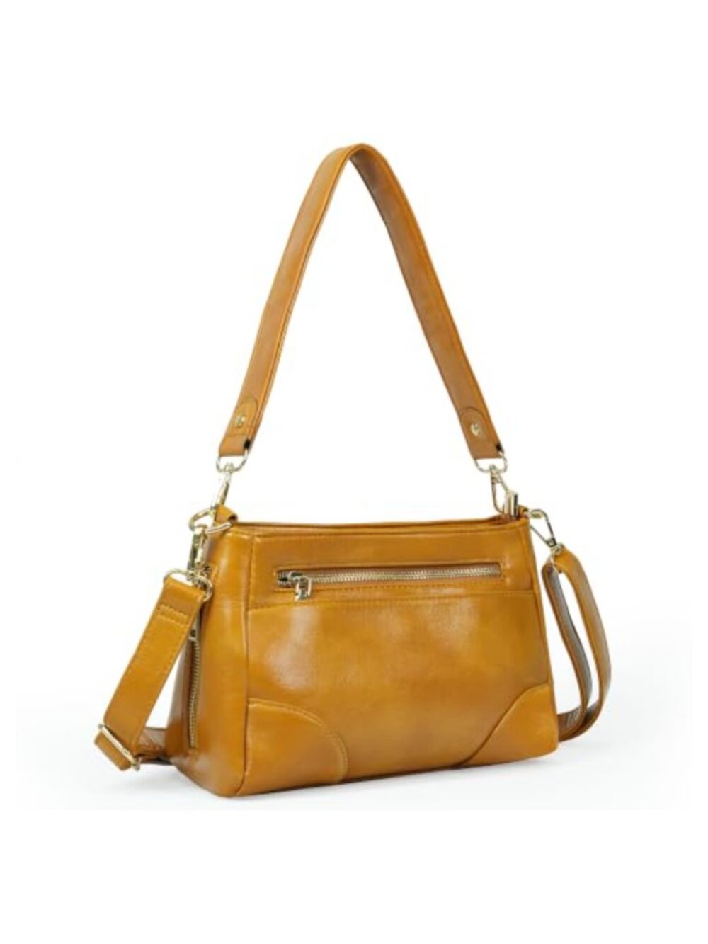 Faux Leather Hobo Crossbody Shoulder Purse 7-Pocket Zipper Bag